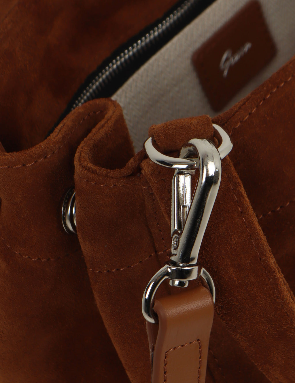 Suede Pocket Flap Bag — Medium, Tan