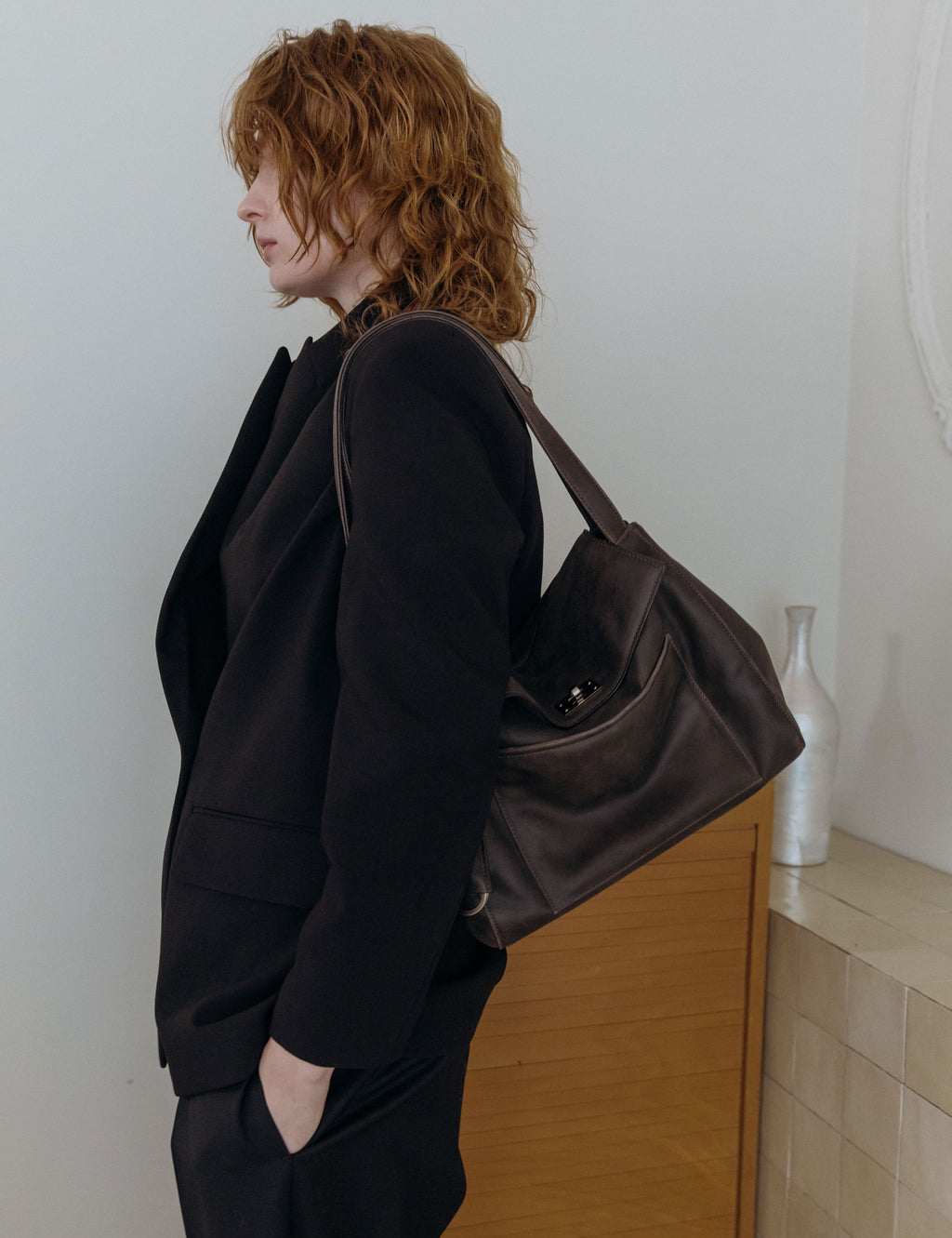 Vintage Leather Pocket Flap Bag — Medium