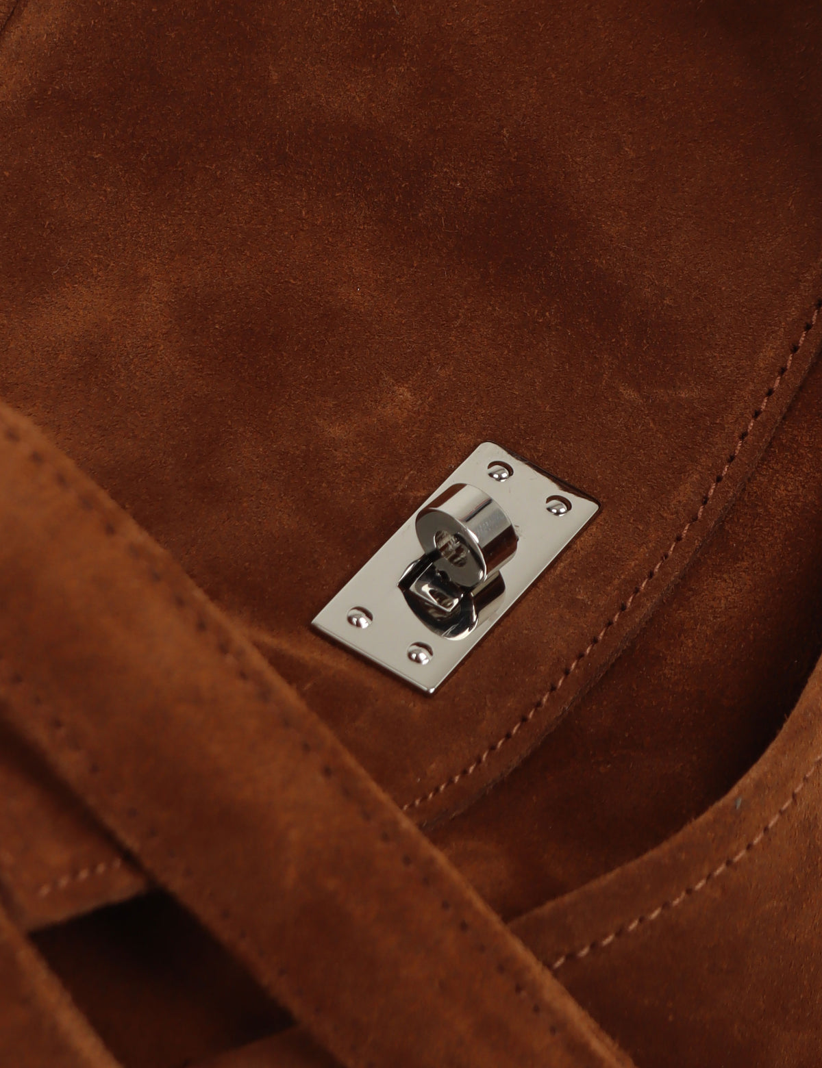 Suede Pocket Flap Bag — Medium, Tan