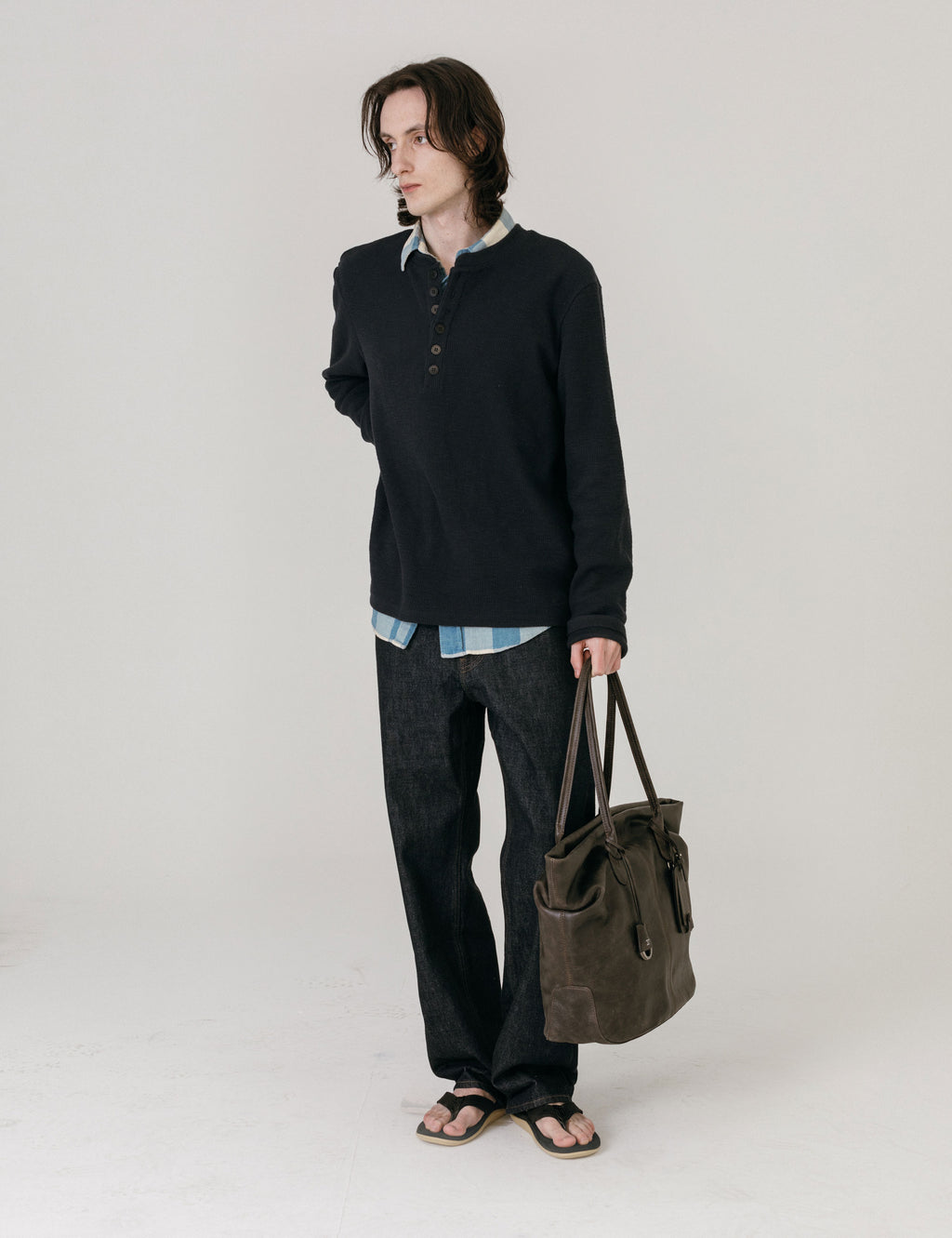 Vintage Leather Wrinkle Shopper Bag