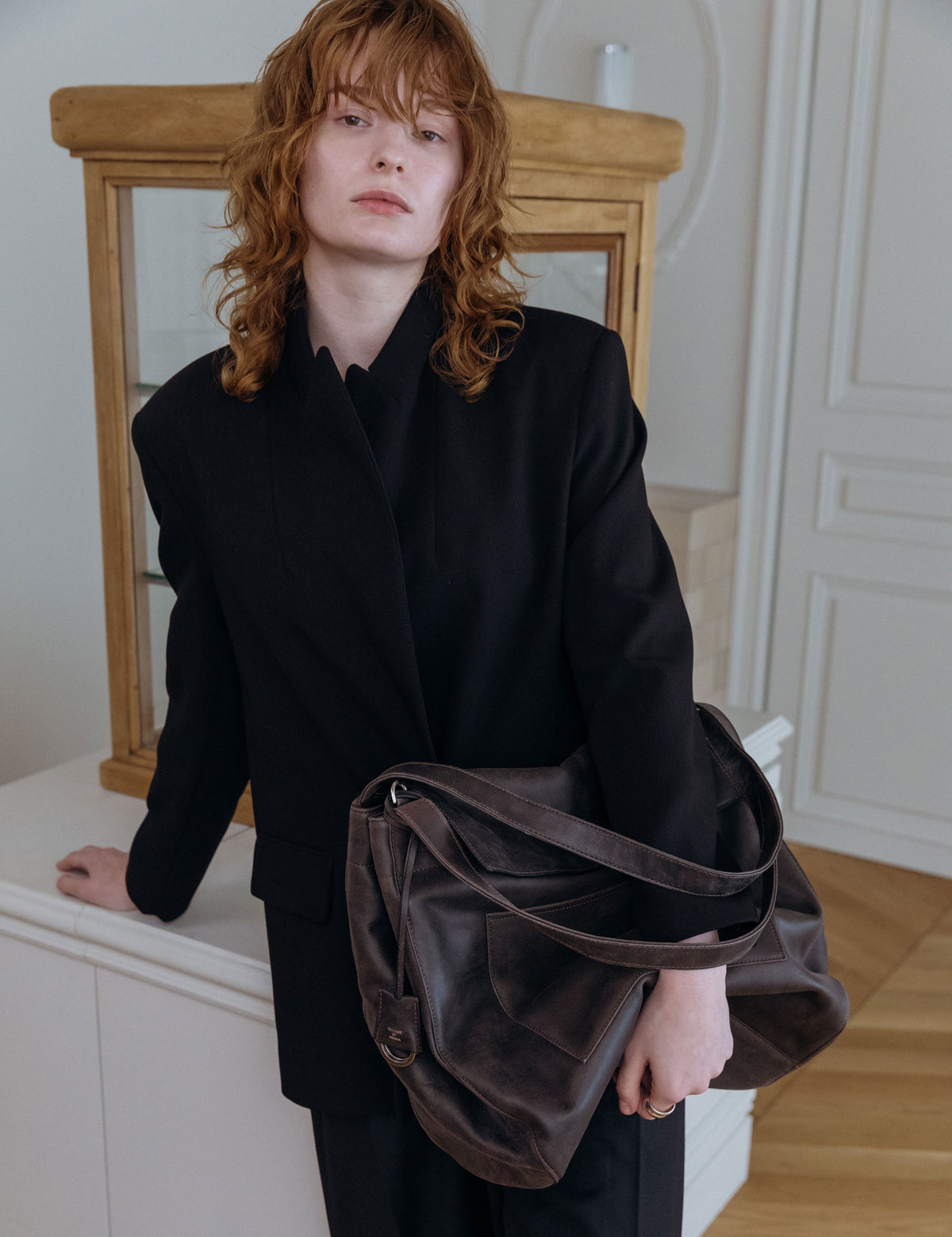 Vintage Leather Pocket Flap Bag — Large