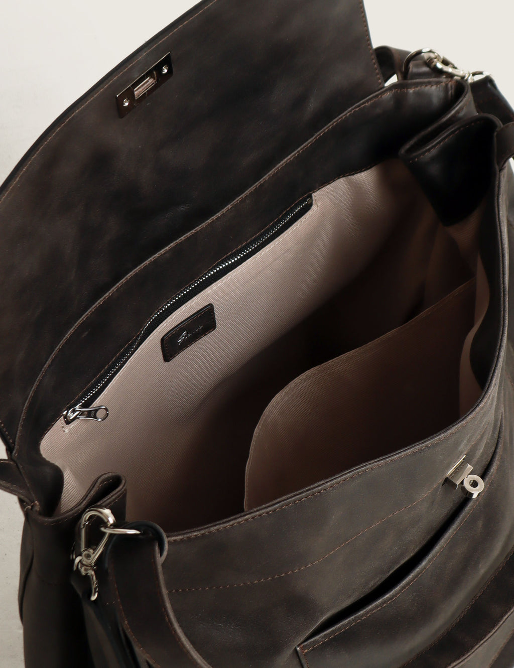 Vintage Leather Pocket Flap Bag — Large