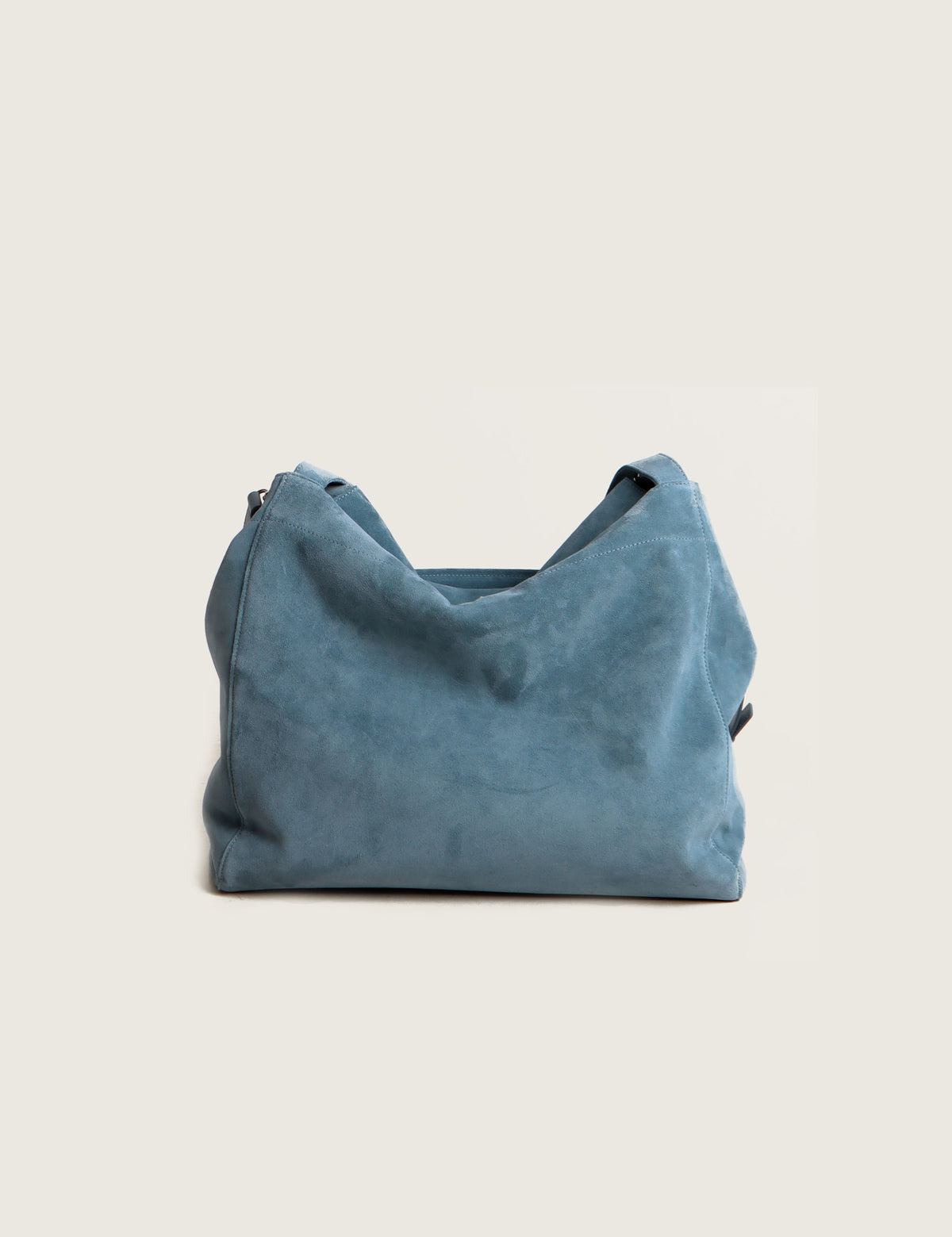Suede Pocket Flap Bag — Large, Sky Blue
