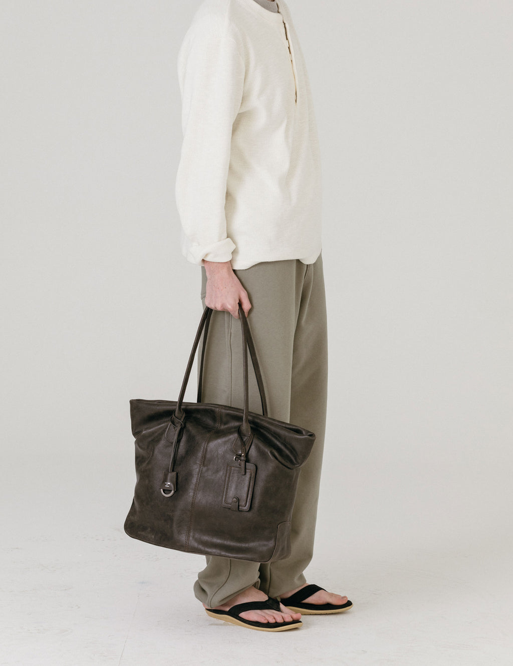 Vintage Leather Wrinkle Shopper Bag