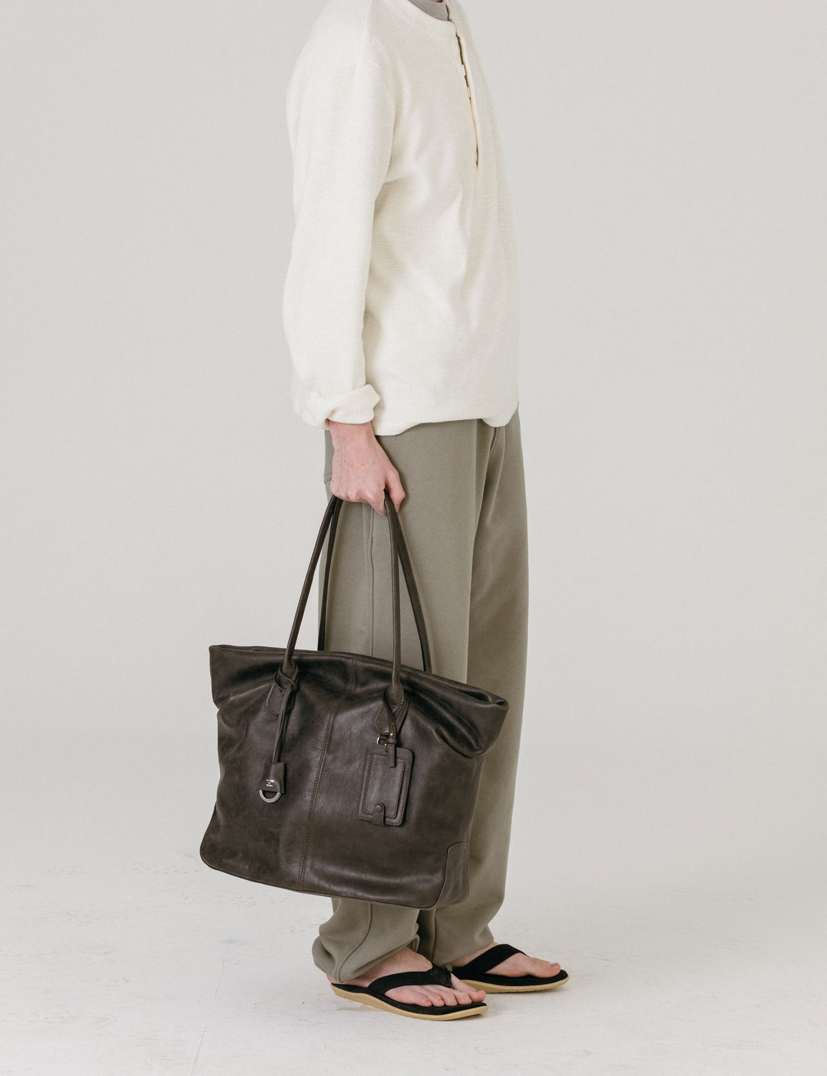 Vintage Leather Wrinkle Shopper Bag